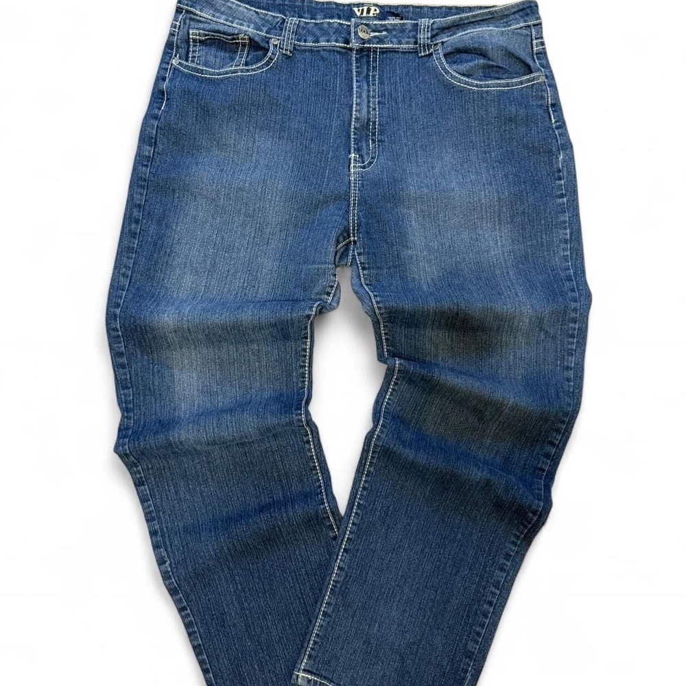 VIP Blue Denim Baggy Jeans,‎ Contrast Stitching, Size 21/22 — Y2K Style